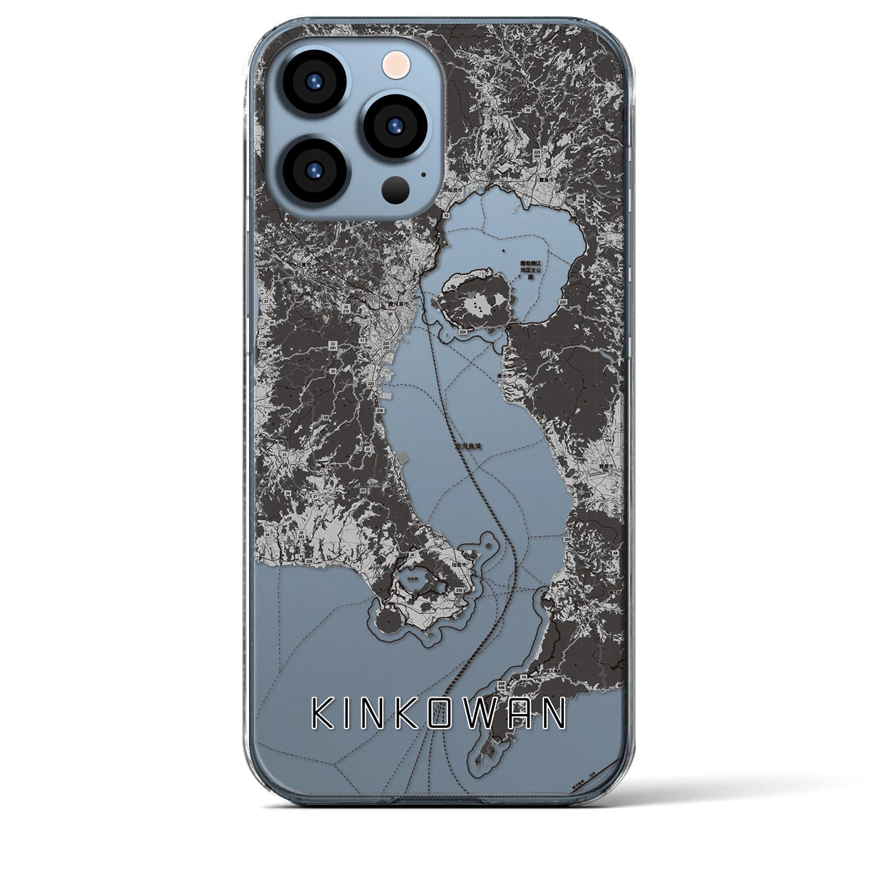 【錦江湾(鹿児島県)】地図柄iPhoneケース(クリアタイプ)