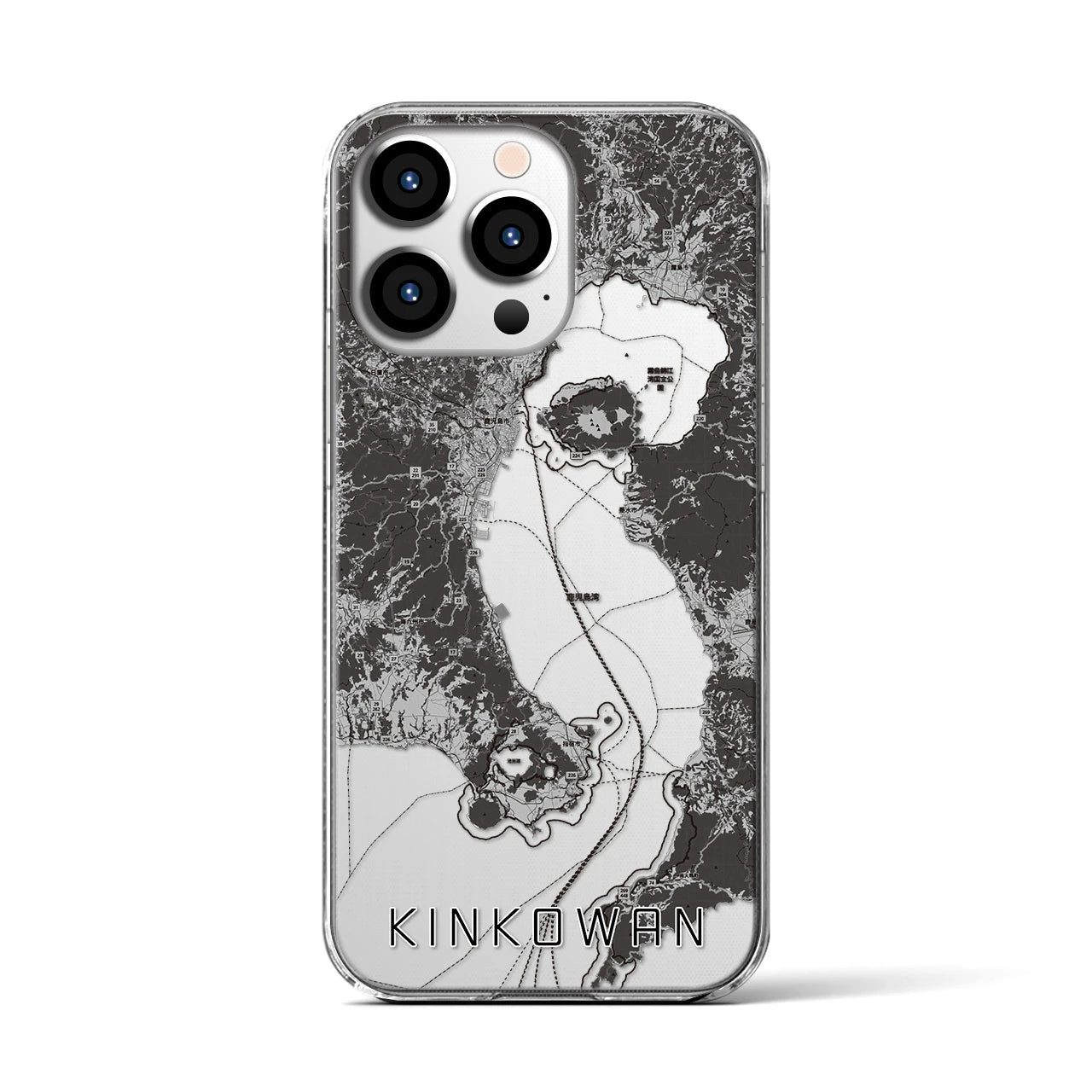 【錦江湾(鹿児島県)】地図柄iPhoneケース(クリアタイプ)