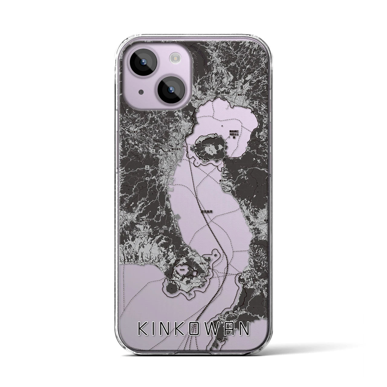 【錦江湾(鹿児島県)】地図柄iPhoneケース(クリアタイプ)