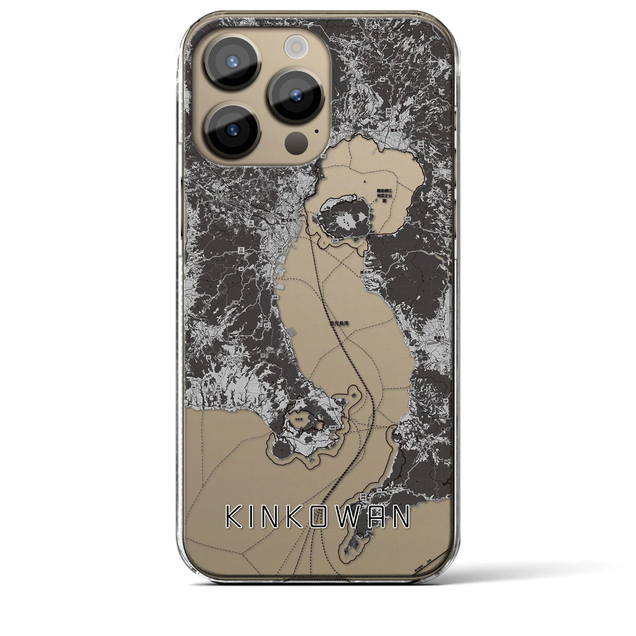 【錦江湾(鹿児島県)】地図柄iPhoneケース(クリアタイプ)