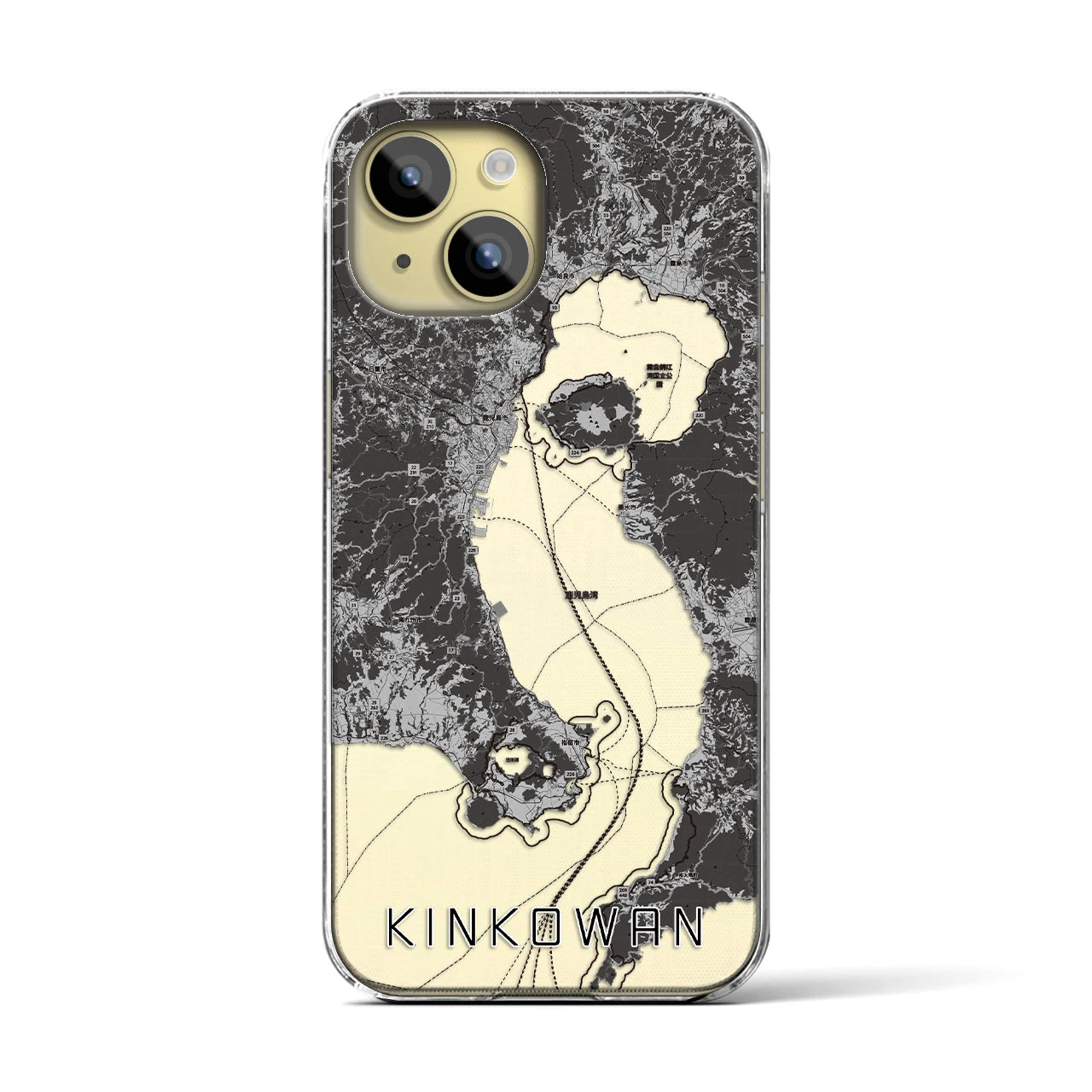 【錦江湾(鹿児島県)】地図柄iPhoneケース(クリアタイプ)