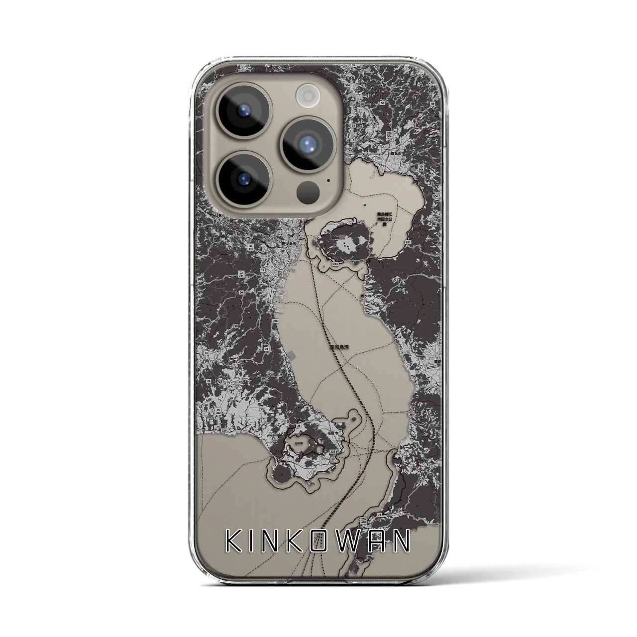 【錦江湾(鹿児島県)】地図柄iPhoneケース(クリアタイプ)