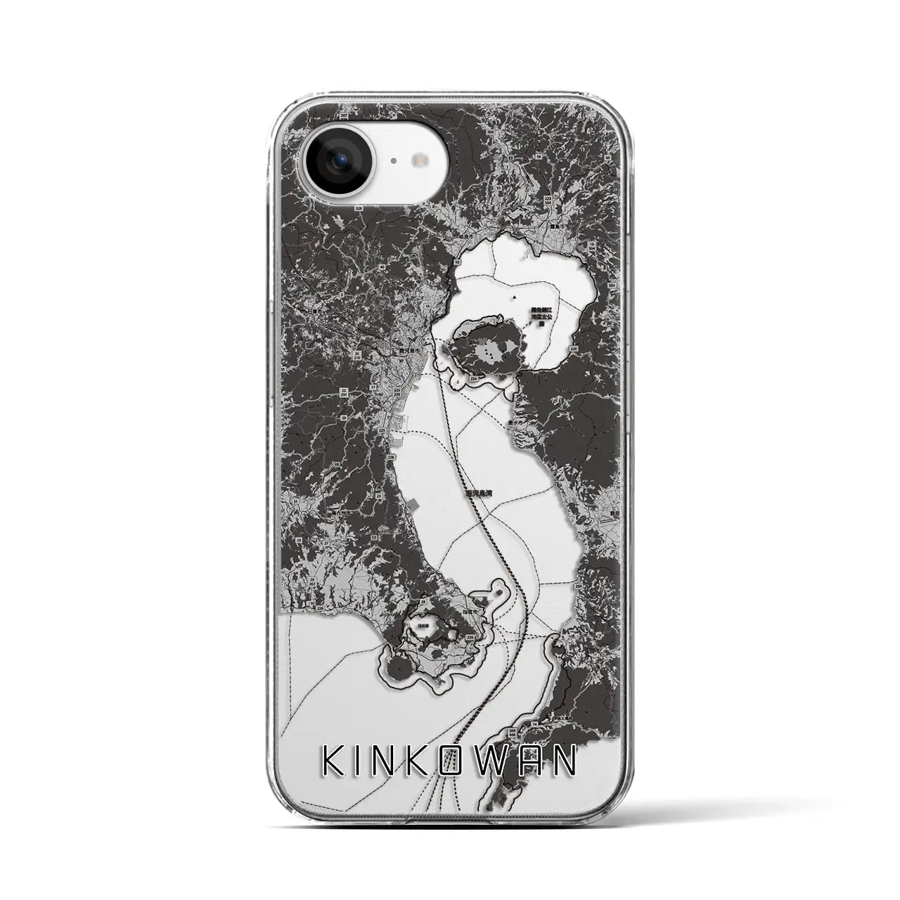 【錦江湾(鹿児島県)】地図柄iPhoneケース(クリアタイプ)