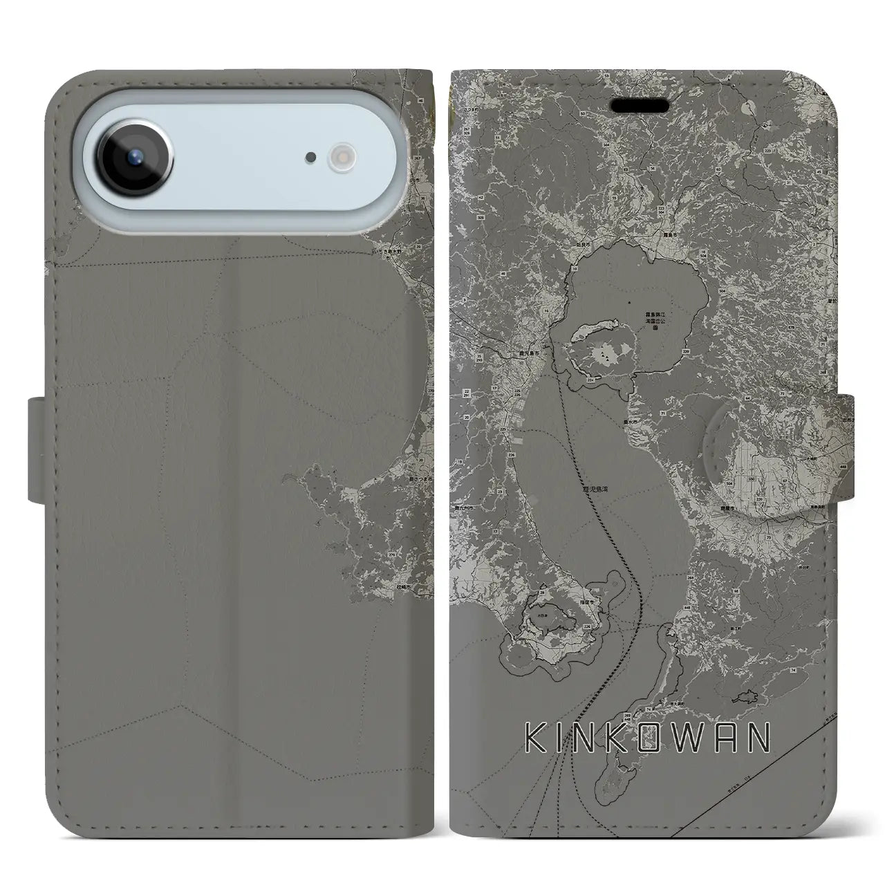 【錦江湾(鹿児島県)】地図柄iPhoneケース(手帳タイプ)