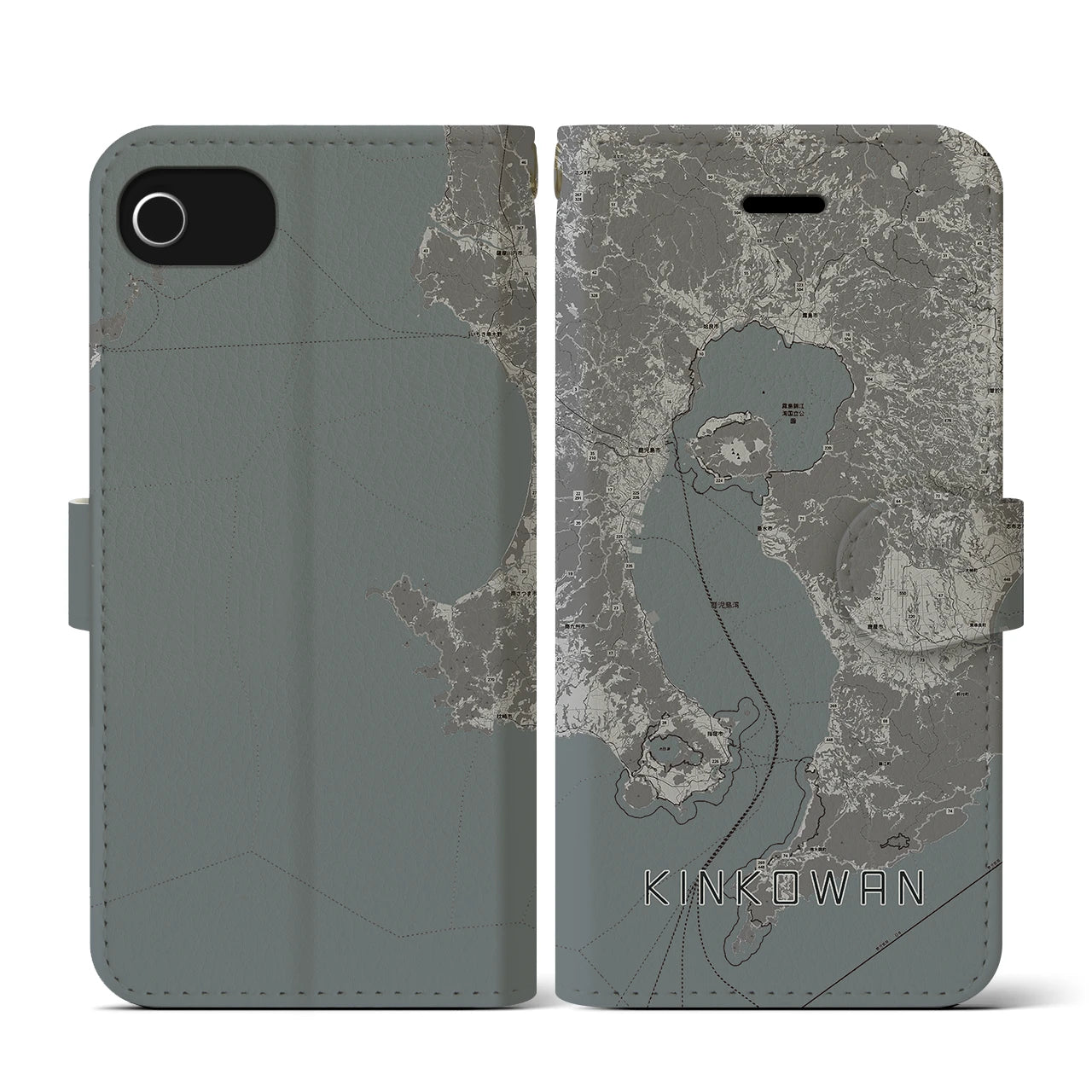 【錦江湾(鹿児島県)】地図柄iPhoneケース(手帳タイプ)