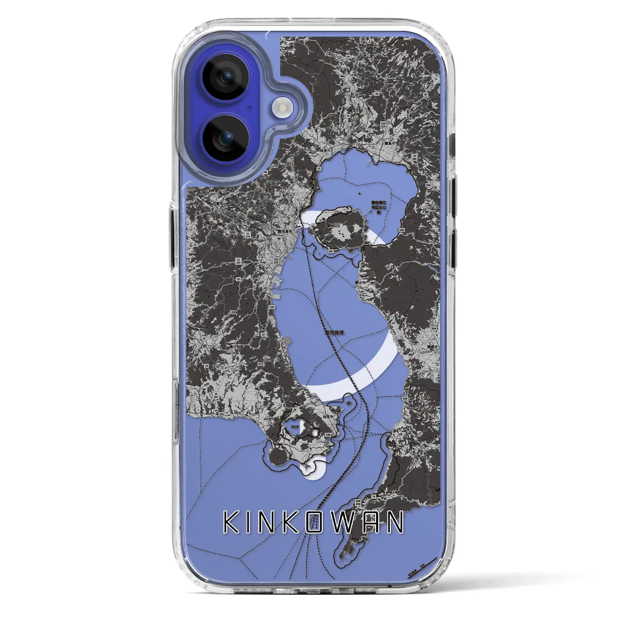 【錦江湾(鹿児島県)】地図柄iPhoneケース(MagSafeタイプ)