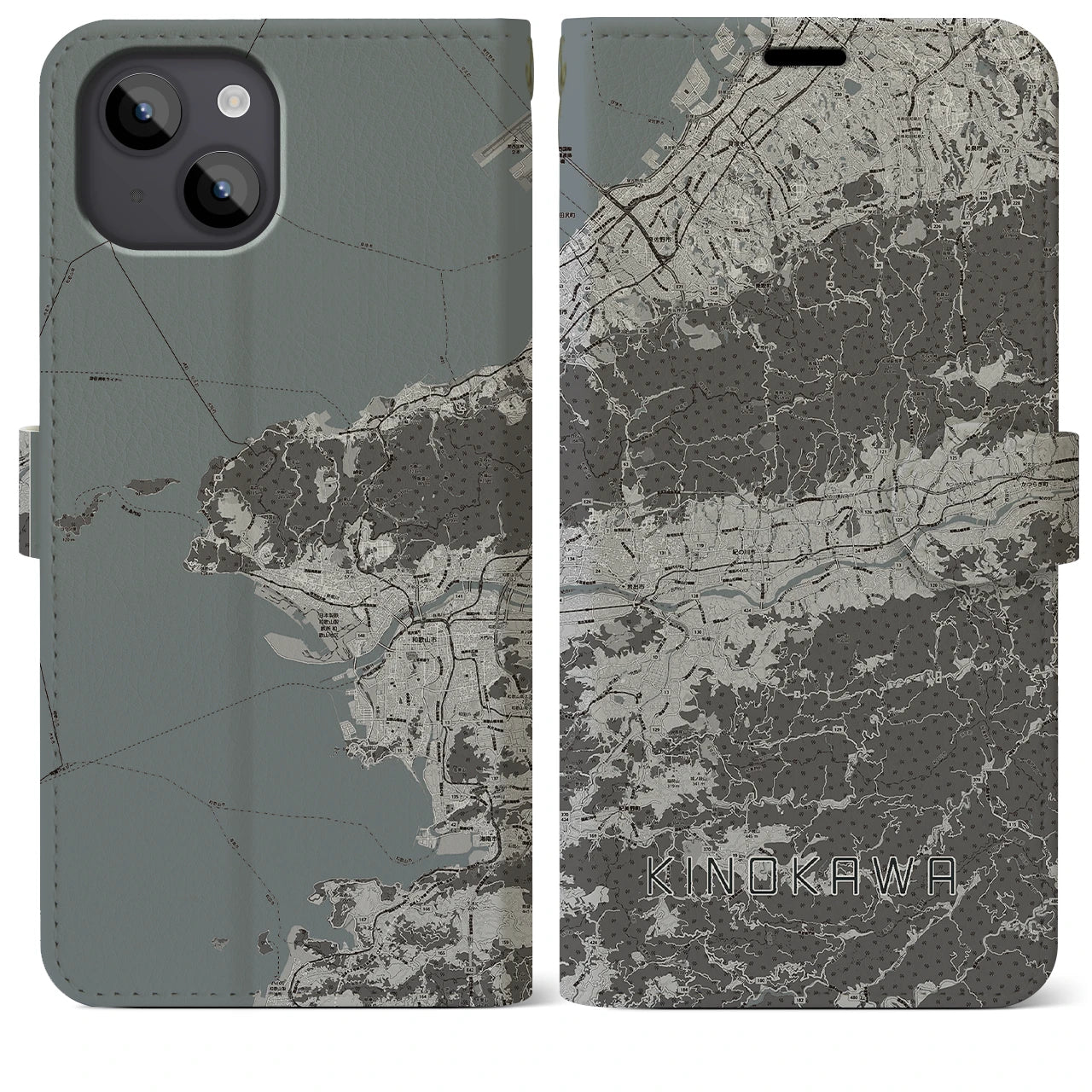 【紀の川(和歌山県)】地図柄iPhoneケース(手帳タイプ)