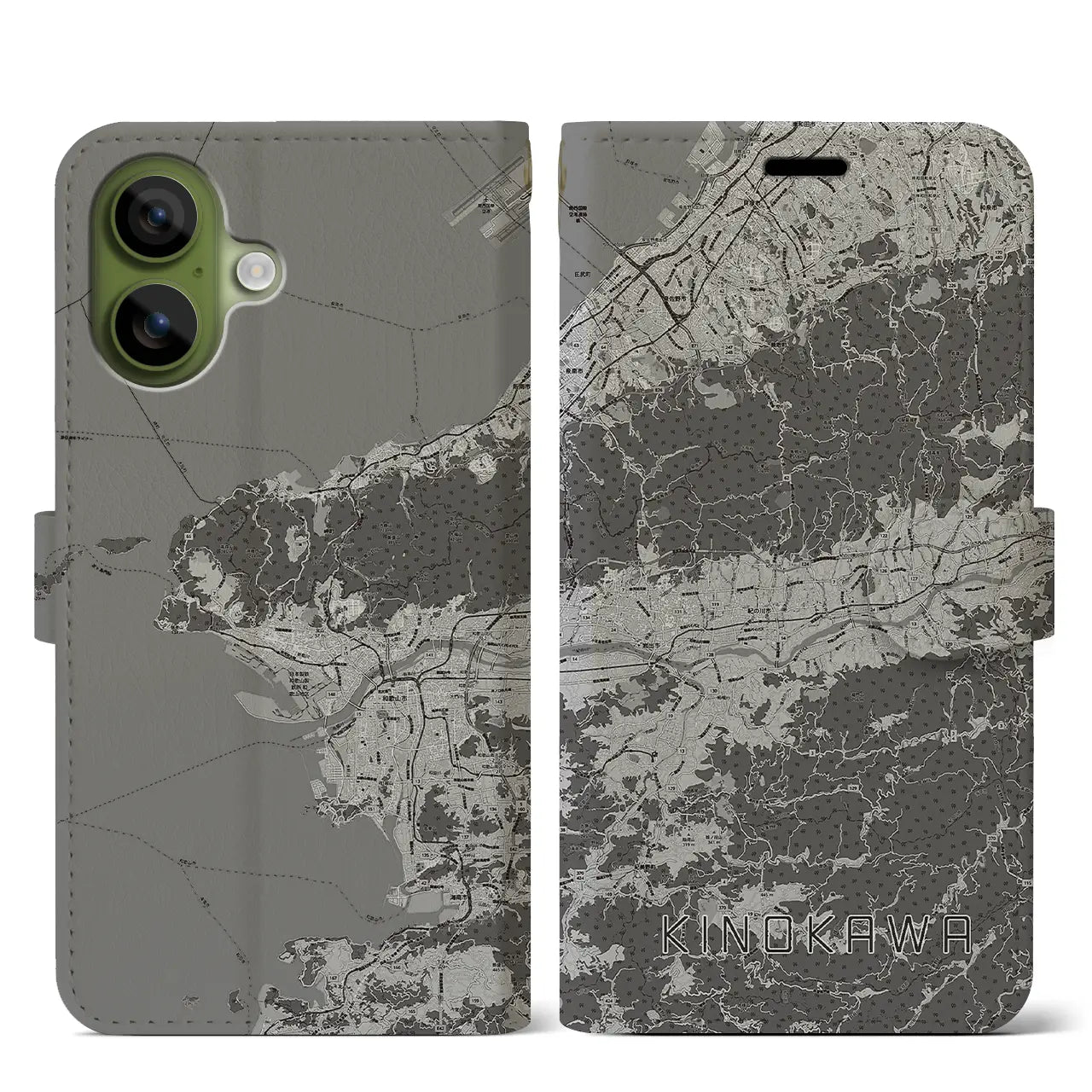 【紀の川(和歌山県)】地図柄iPhoneケース(手帳タイプ)