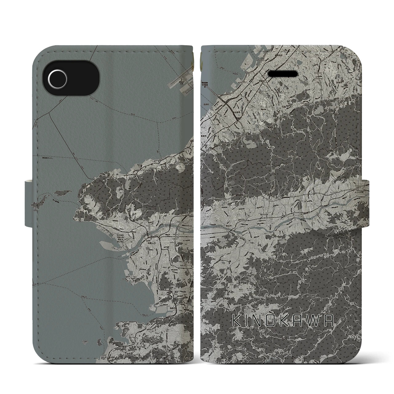 【紀の川(和歌山県)】地図柄iPhoneケース(手帳タイプ)