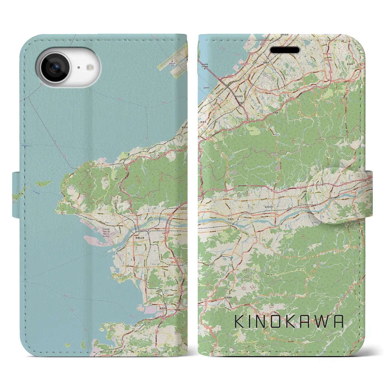 【紀の川(和歌山県)】地図柄iPhoneケース(手帳タイプ)