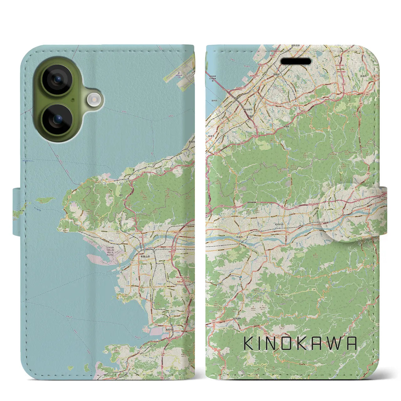 【紀の川(和歌山県)】地図柄iPhoneケース(手帳タイプ)