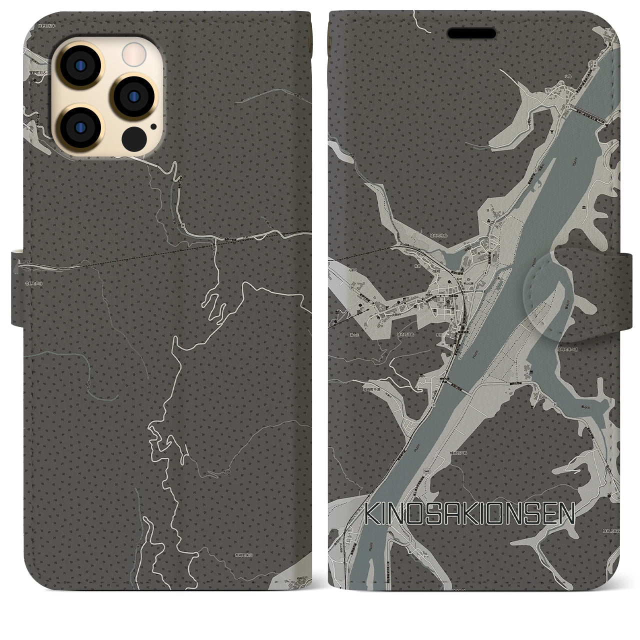 【城崎温泉(兵庫県)】地図柄iPhoneケース(手帳タイプ)