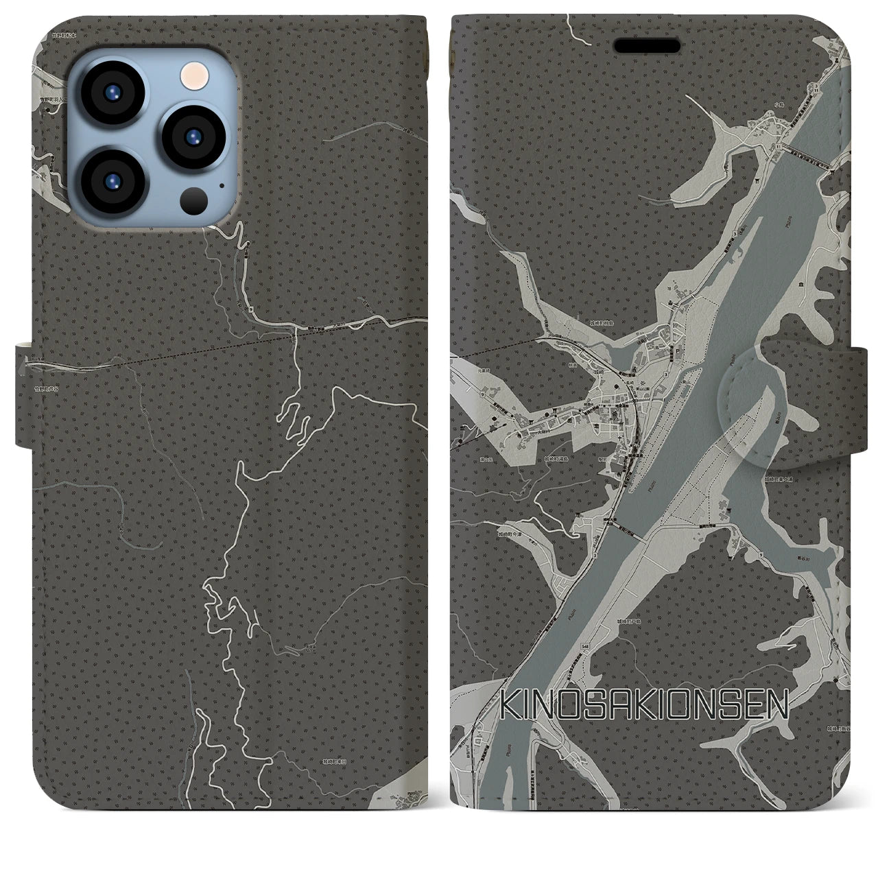 【城崎温泉(兵庫県)】地図柄iPhoneケース(手帳タイプ)