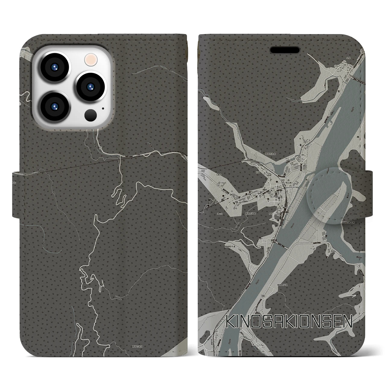 【城崎温泉(兵庫県)】地図柄iPhoneケース(手帳タイプ)