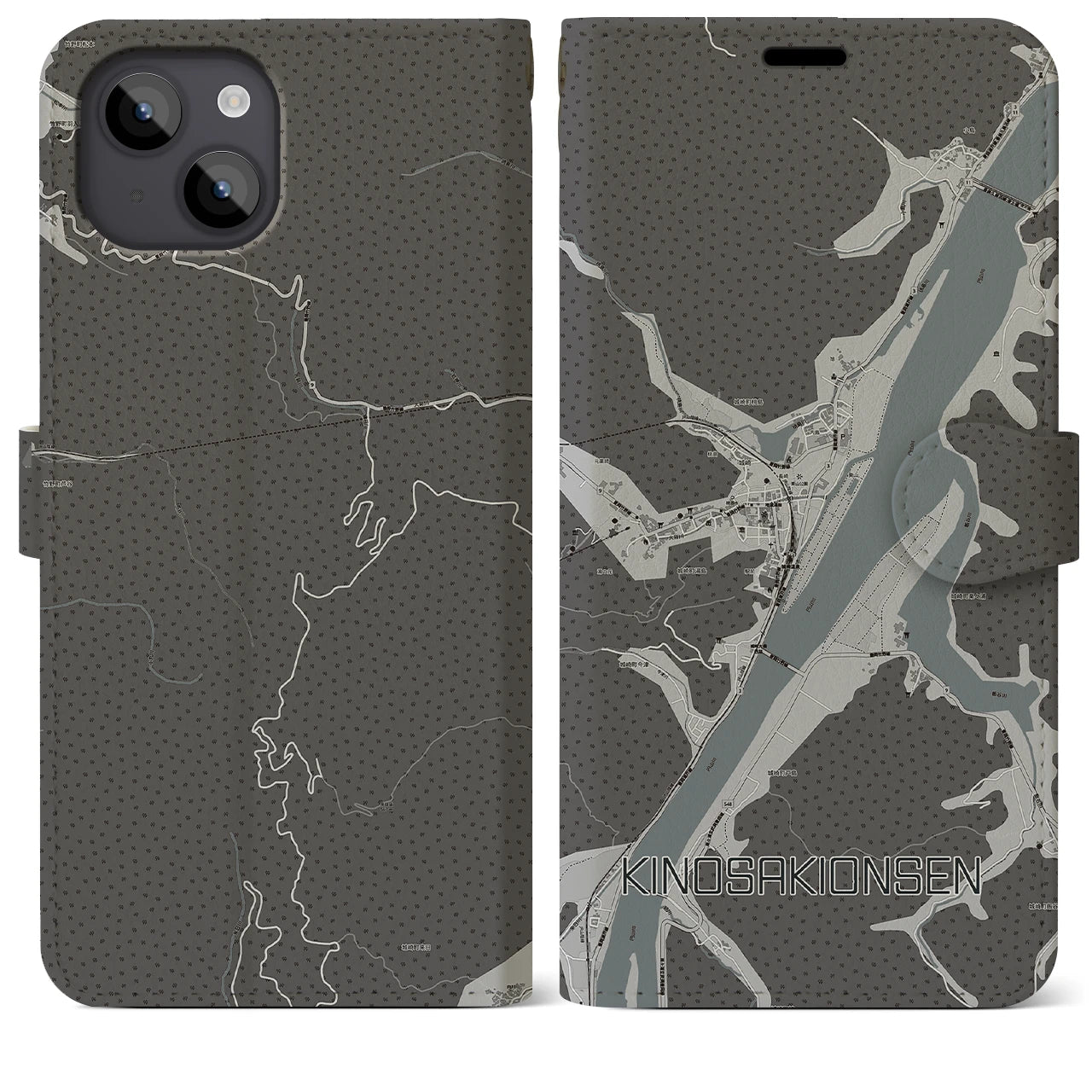 【城崎温泉(兵庫県)】地図柄iPhoneケース(手帳タイプ)