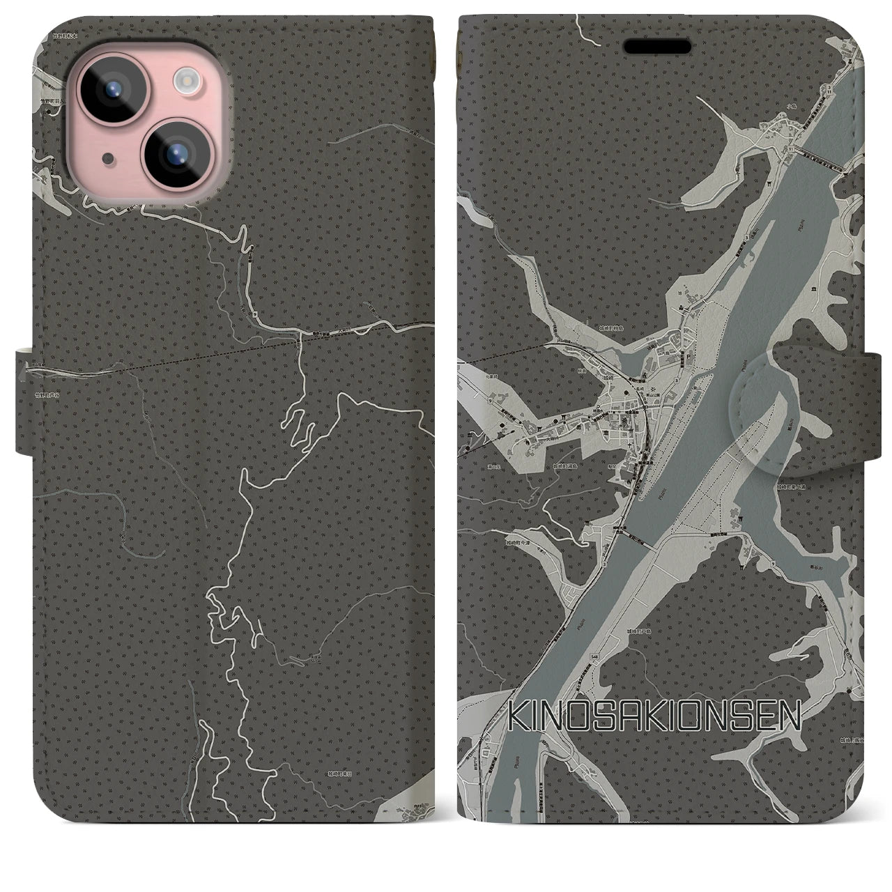 【城崎温泉(兵庫県)】地図柄iPhoneケース(手帳タイプ)