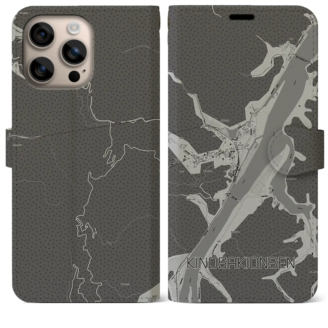 【城崎温泉(兵庫県)】地図柄iPhoneケース(手帳タイプ)