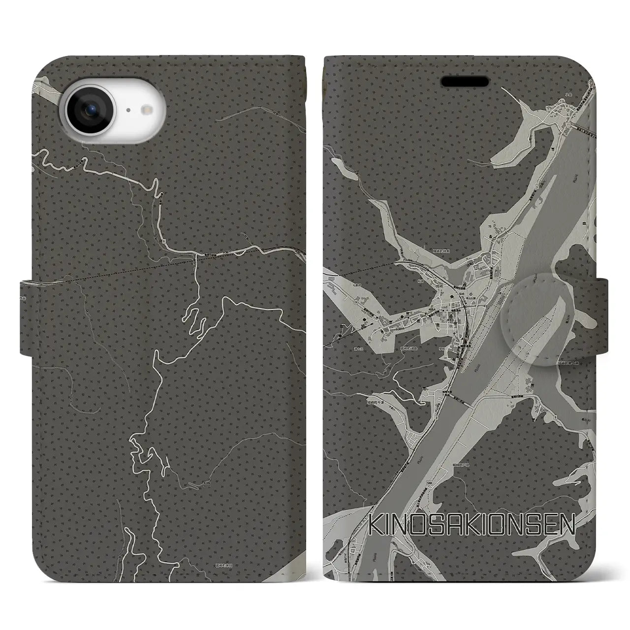 【城崎温泉(兵庫県)】地図柄iPhoneケース(手帳タイプ)