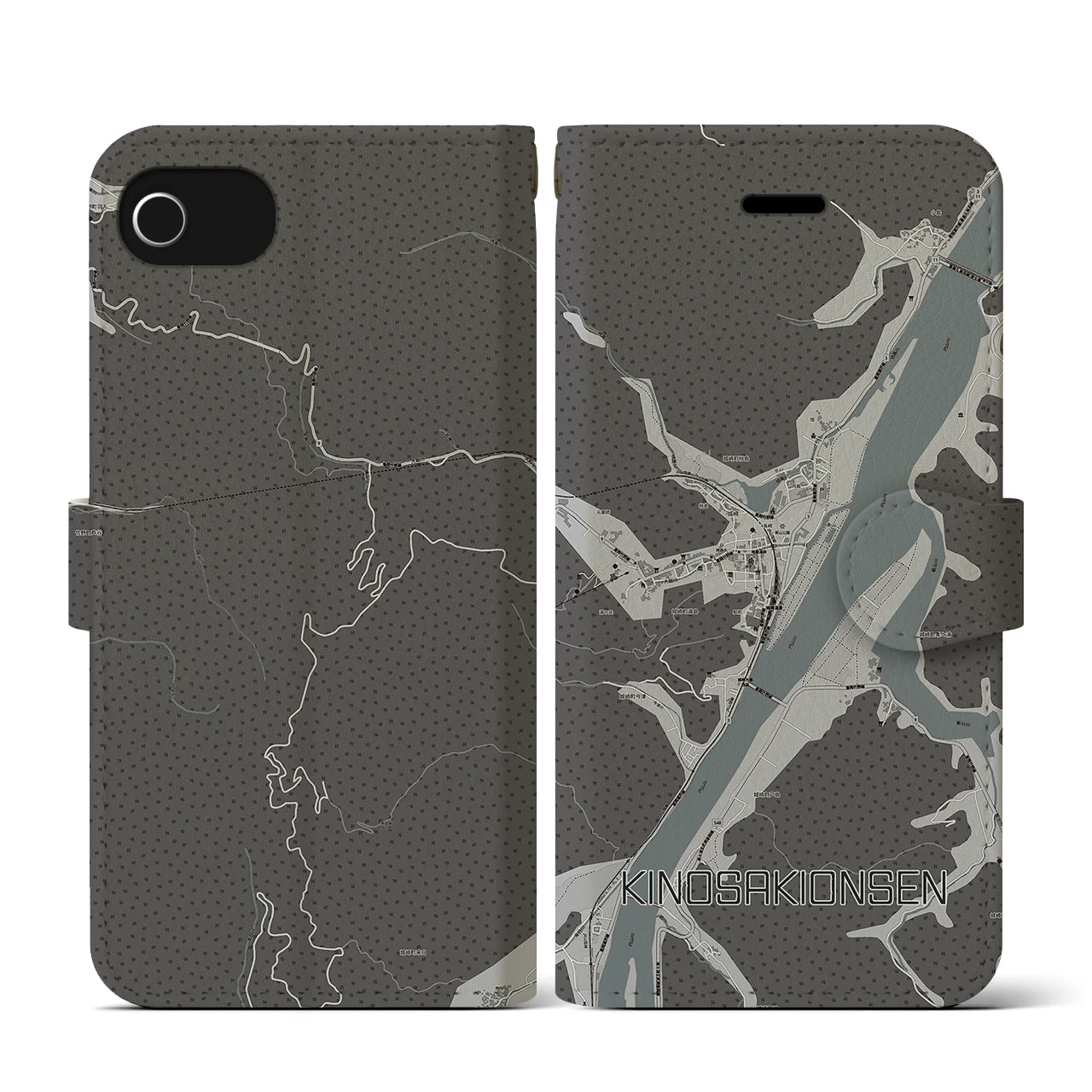 【城崎温泉(兵庫県)】地図柄iPhoneケース(手帳タイプ)