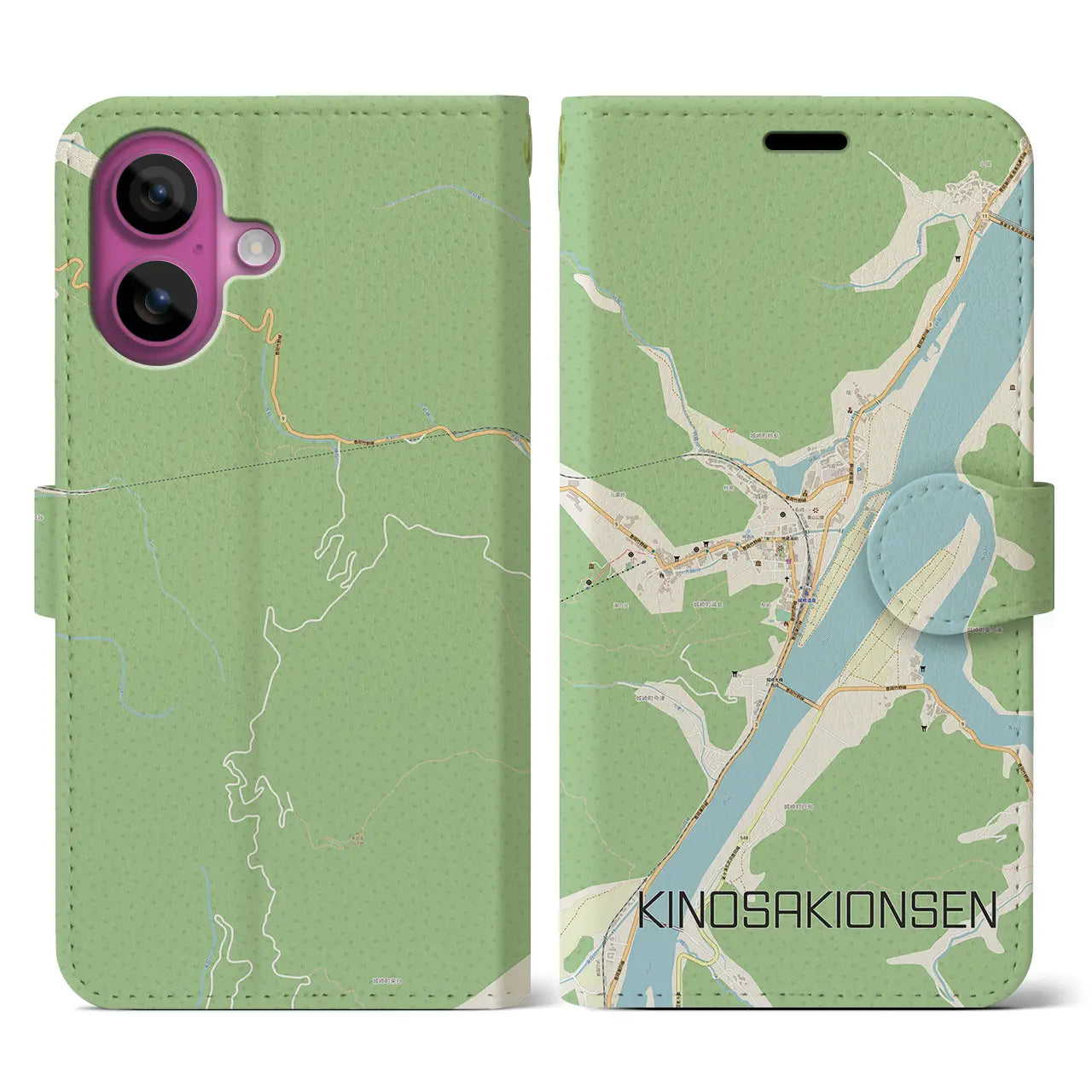 【城崎温泉(兵庫県)】地図柄iPhoneケース(手帳タイプ)