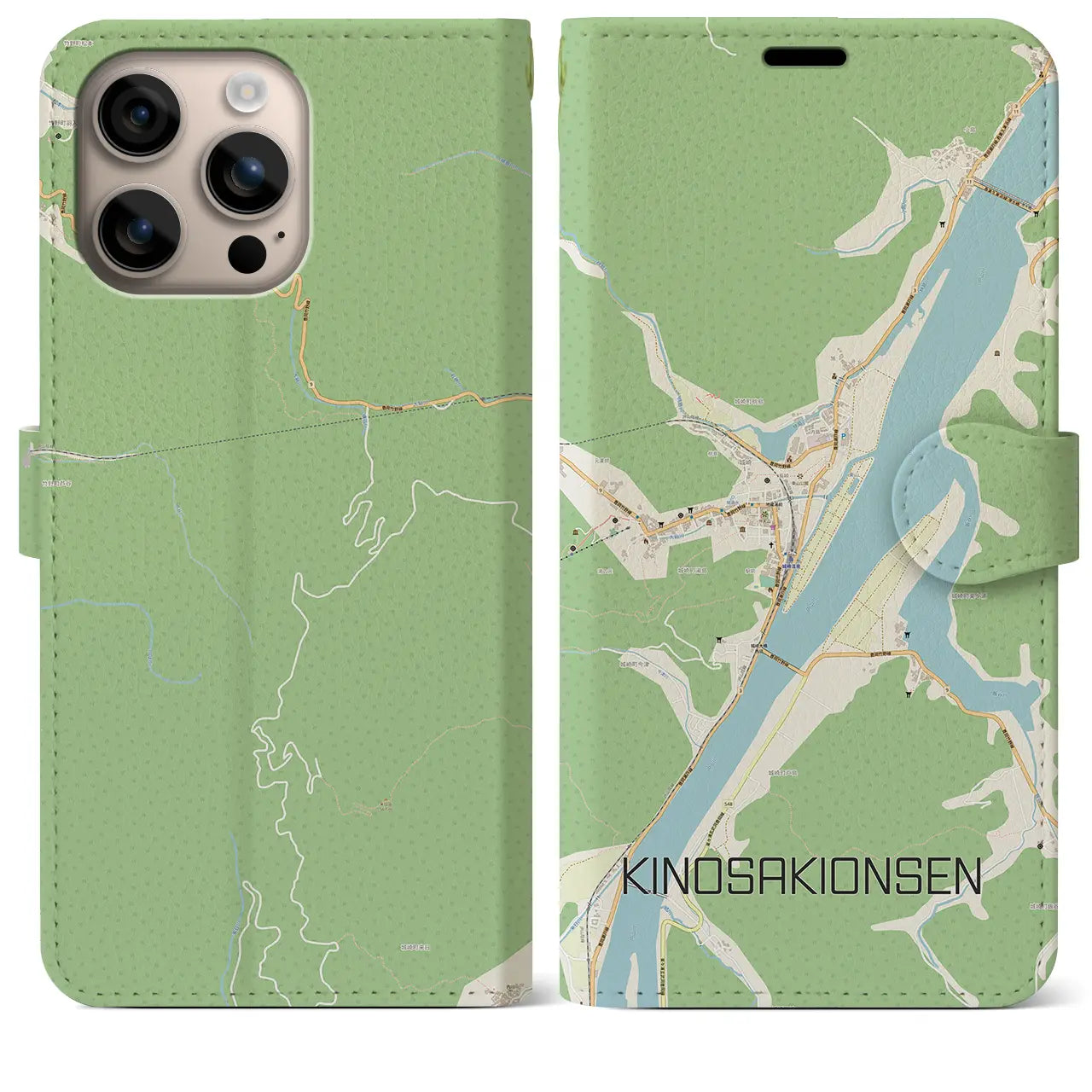 【城崎温泉(兵庫県)】地図柄iPhoneケース(手帳タイプ)ナチュラル・iPhone 16 Plus 用