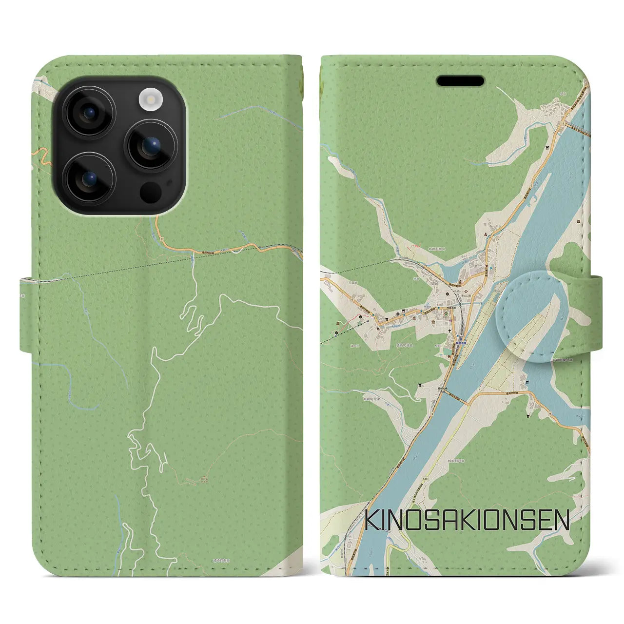【城崎温泉(兵庫県)】地図柄iPhoneケース(手帳タイプ)ナチュラル・iPhone 16 用