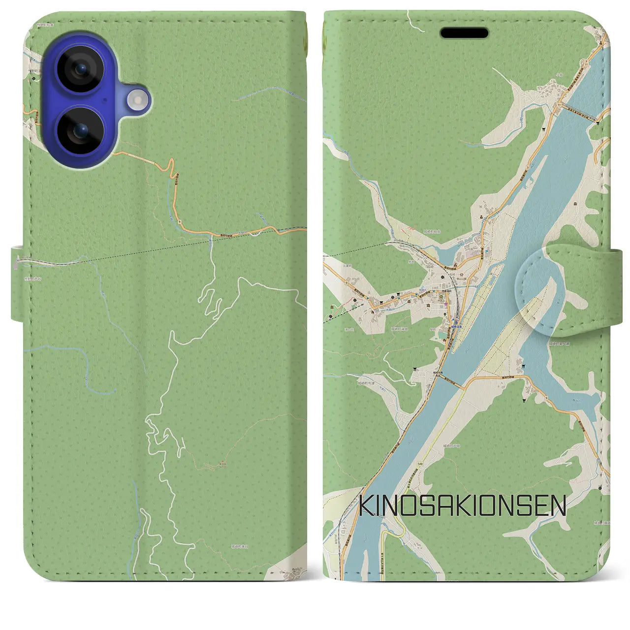 【城崎温泉(兵庫県)】地図柄iPhoneケース(手帳タイプ)ナチュラル・iPhone 16 Pro Max 用