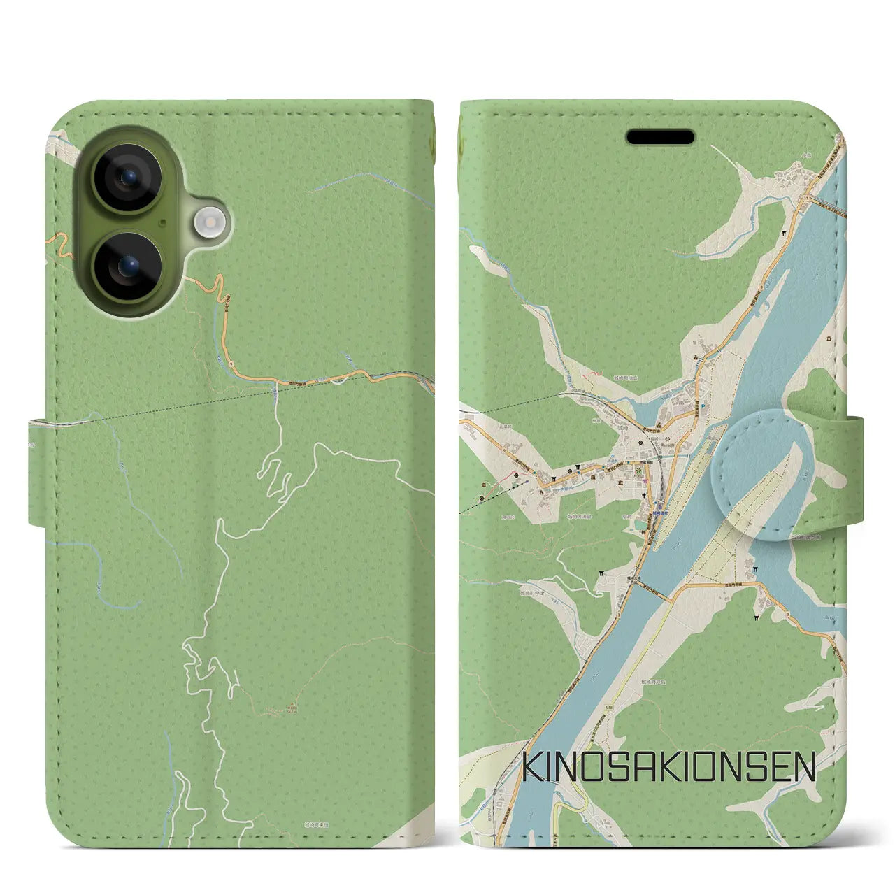 【城崎温泉(兵庫県)】地図柄iPhoneケース(手帳タイプ)ナチュラル・iPhone 17 Pro Max 用