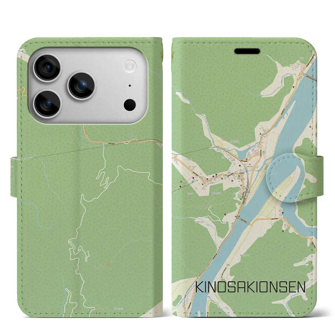 【城崎温泉(兵庫県)】地図柄iPhoneケース(手帳タイプ)モノトーン・iPhone 17 Pro Max 用