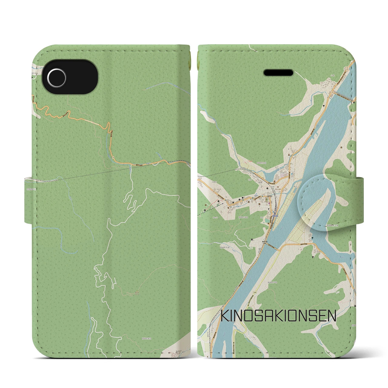 【城崎温泉(兵庫県)】地図柄iPhoneケース(手帳タイプ)