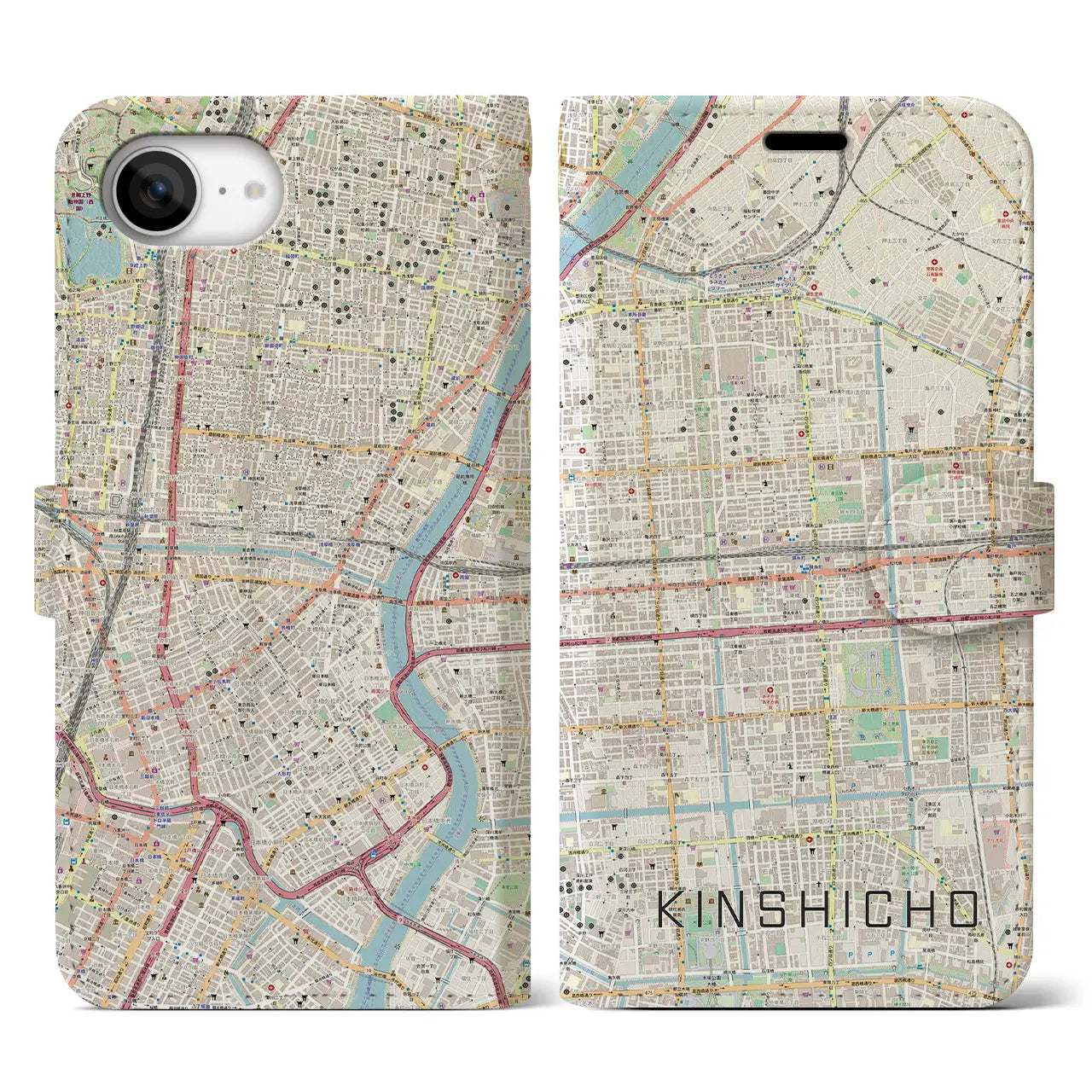 【錦糸町(東京都)】地図柄iPhoneケース(手帳タイプ)