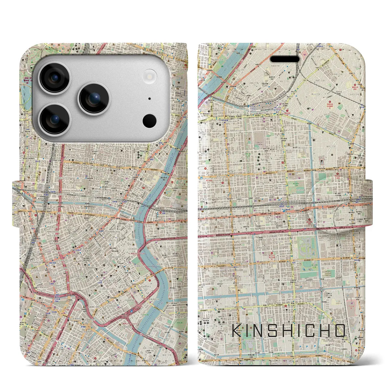 【錦糸町(東京都)】地図柄iPhoneケース(手帳タイプ)ナチュラル・iPhone 17 Pro Max 用
