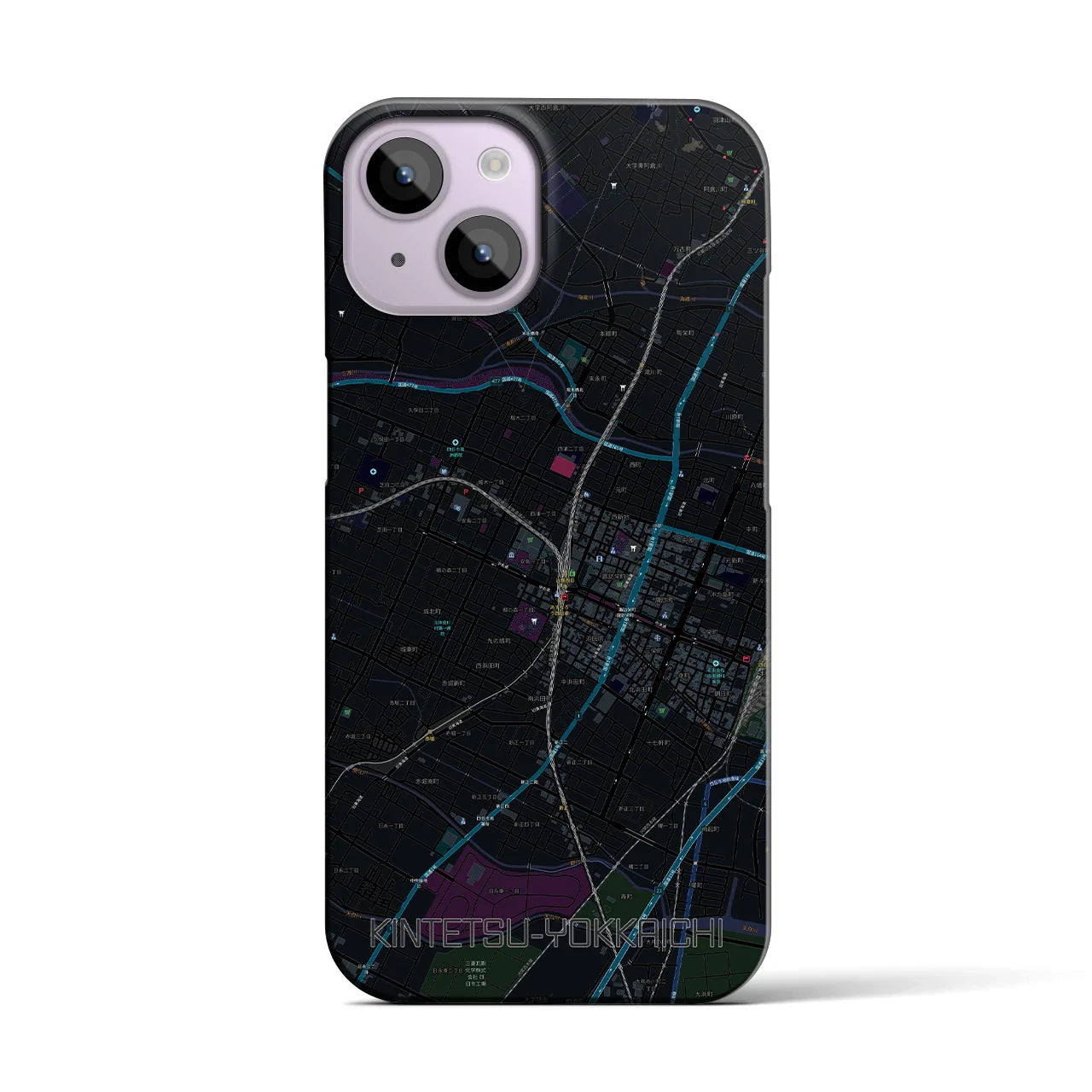 【近鉄四日市(三重県)】地図柄iPhoneケース(バックカバータイプ)