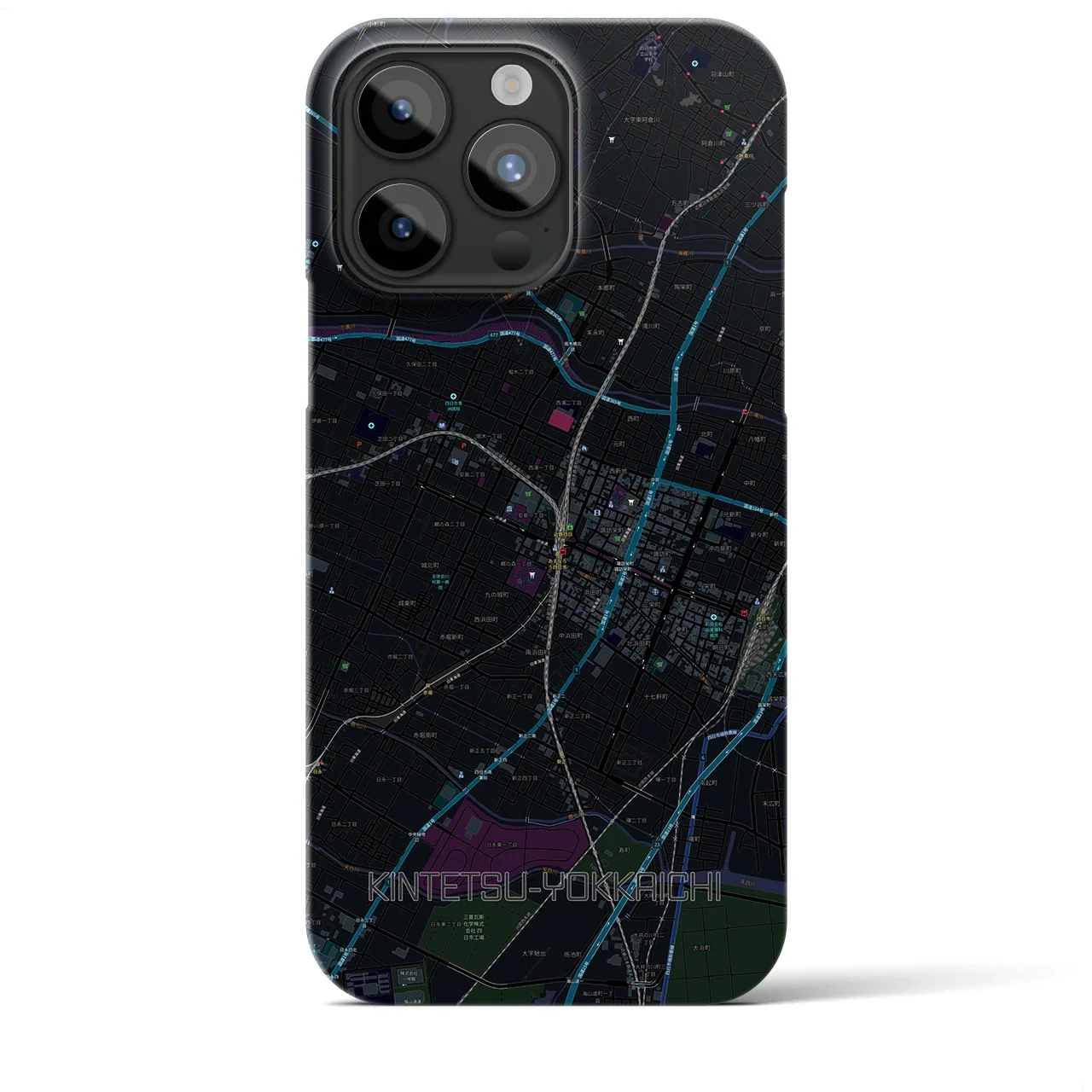 【近鉄四日市(三重県)】地図柄iPhoneケース(バックカバータイプ)