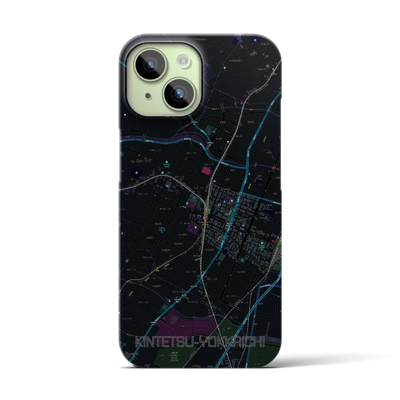 【近鉄四日市(三重県)】地図柄iPhoneケース(バックカバータイプ)