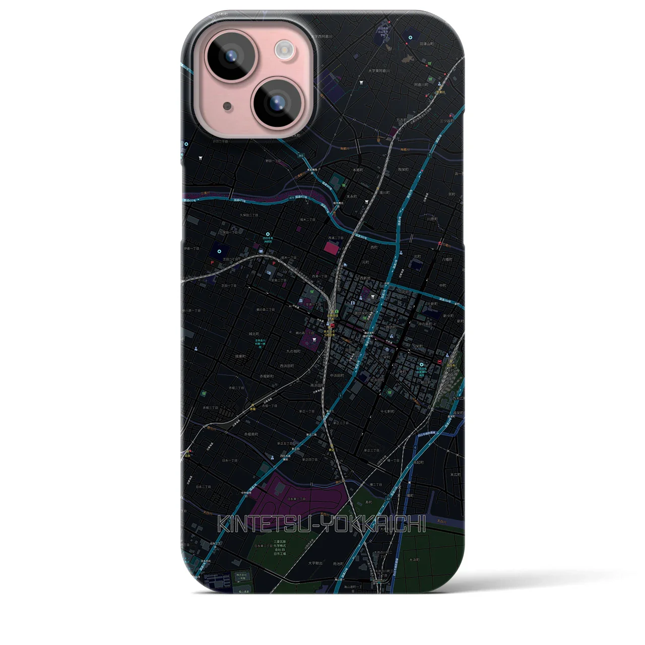 【近鉄四日市(三重県)】地図柄iPhoneケース(バックカバータイプ)