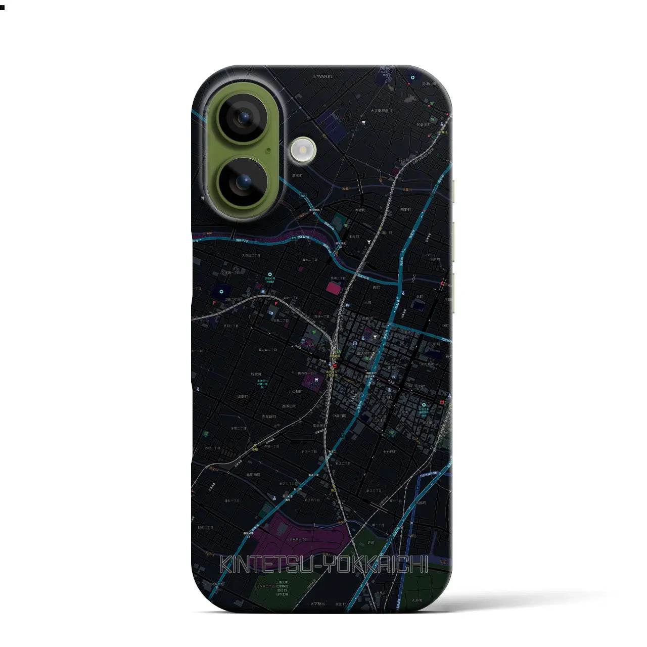 【近鉄四日市(三重県)】地図柄iPhoneケース(バックカバータイプ)