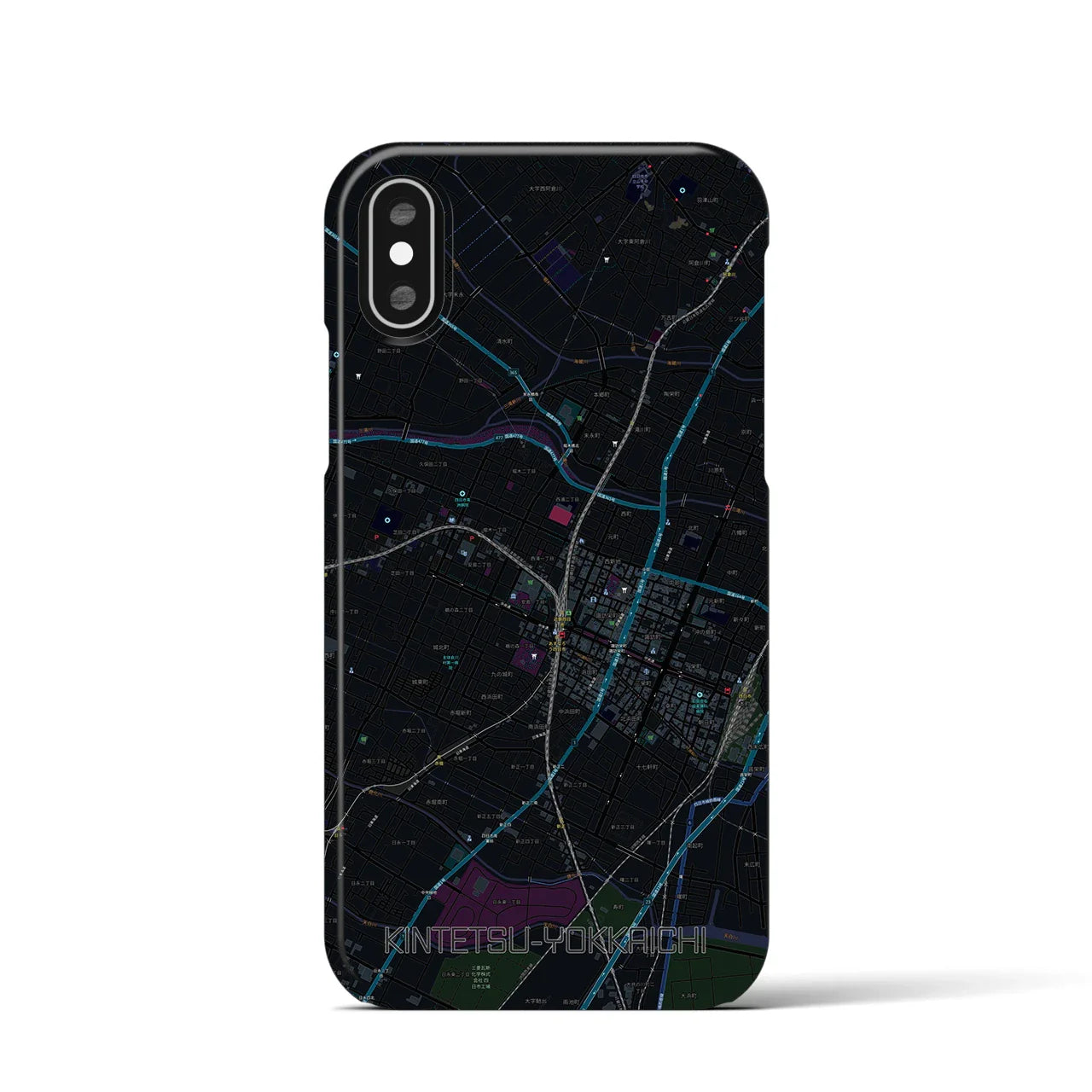 【近鉄四日市(三重県)】地図柄iPhoneケース(バックカバータイプ)