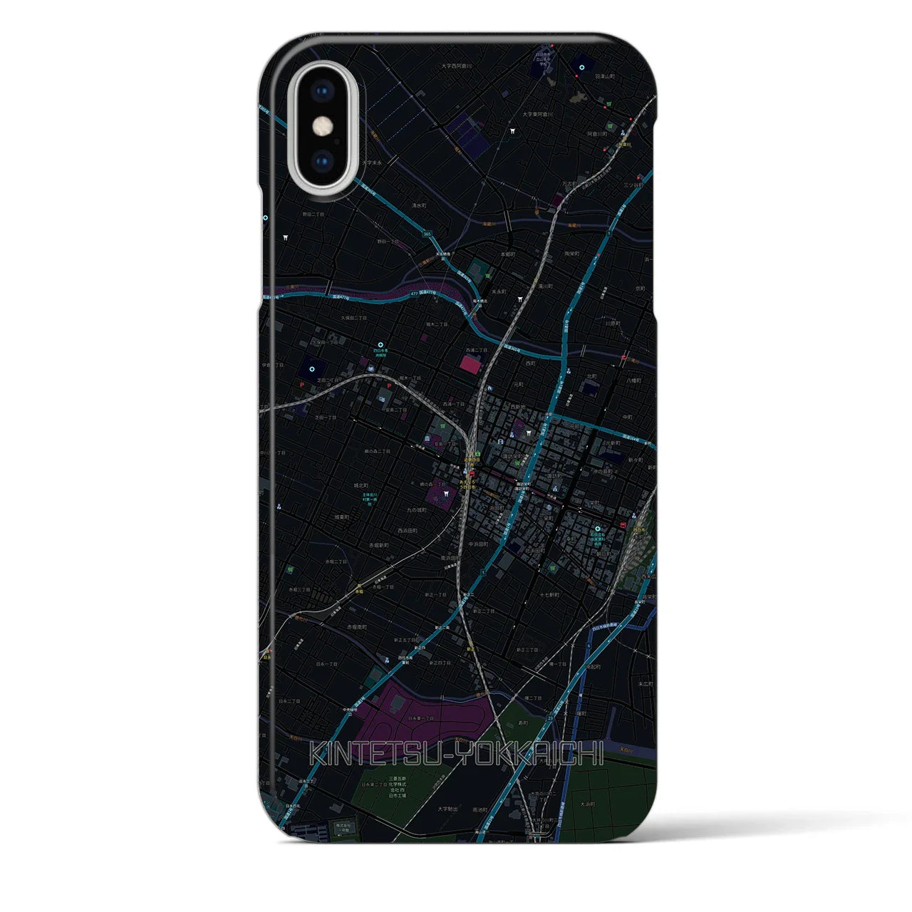 【近鉄四日市(三重県)】地図柄iPhoneケース(バックカバータイプ)
