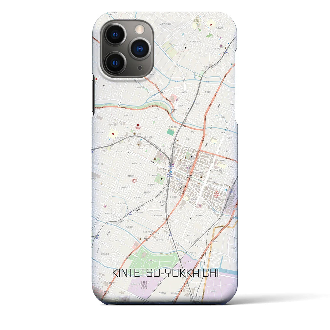 【近鉄四日市(三重県)】地図柄iPhoneケース(バックカバータイプ)