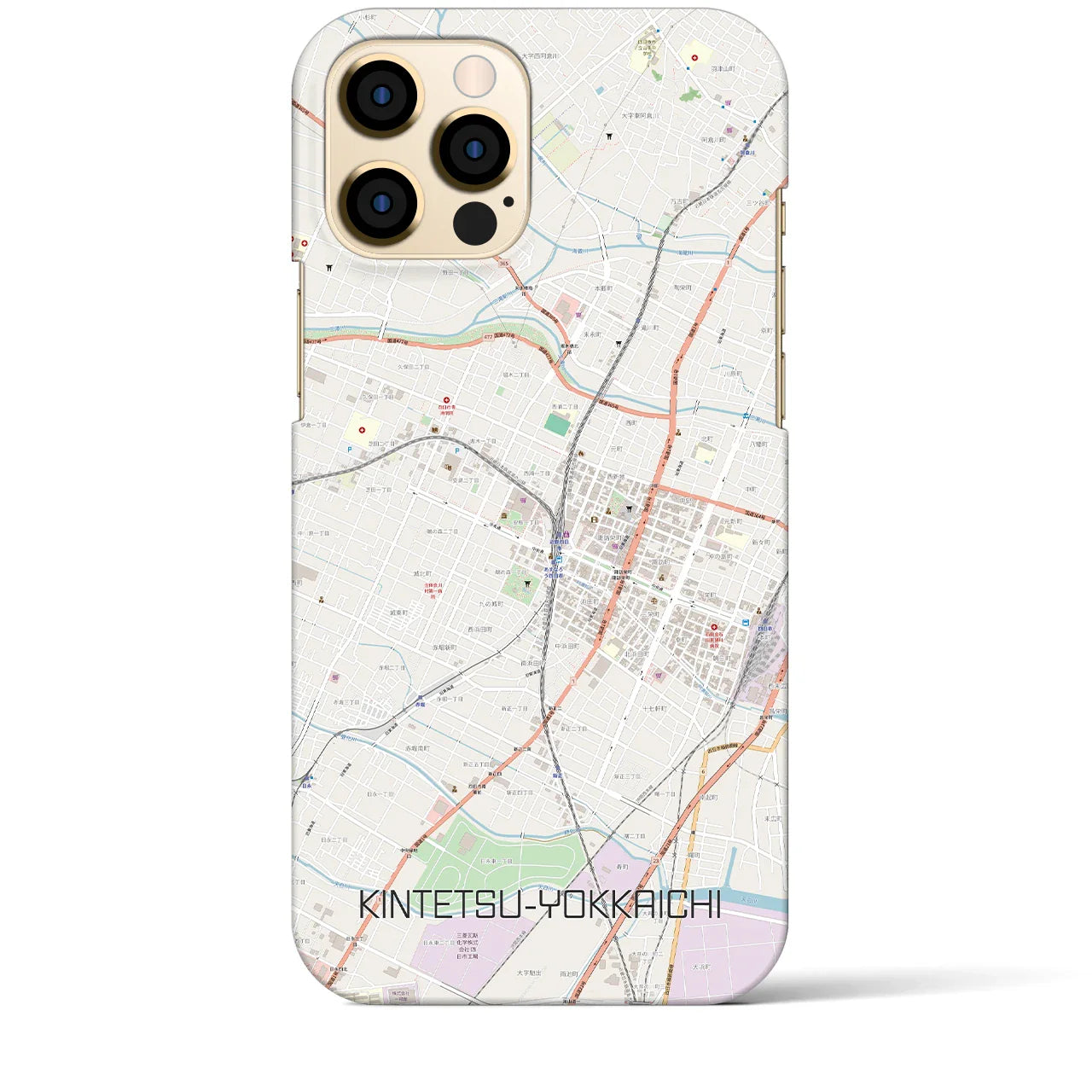 【近鉄四日市(三重県)】地図柄iPhoneケース(バックカバータイプ)