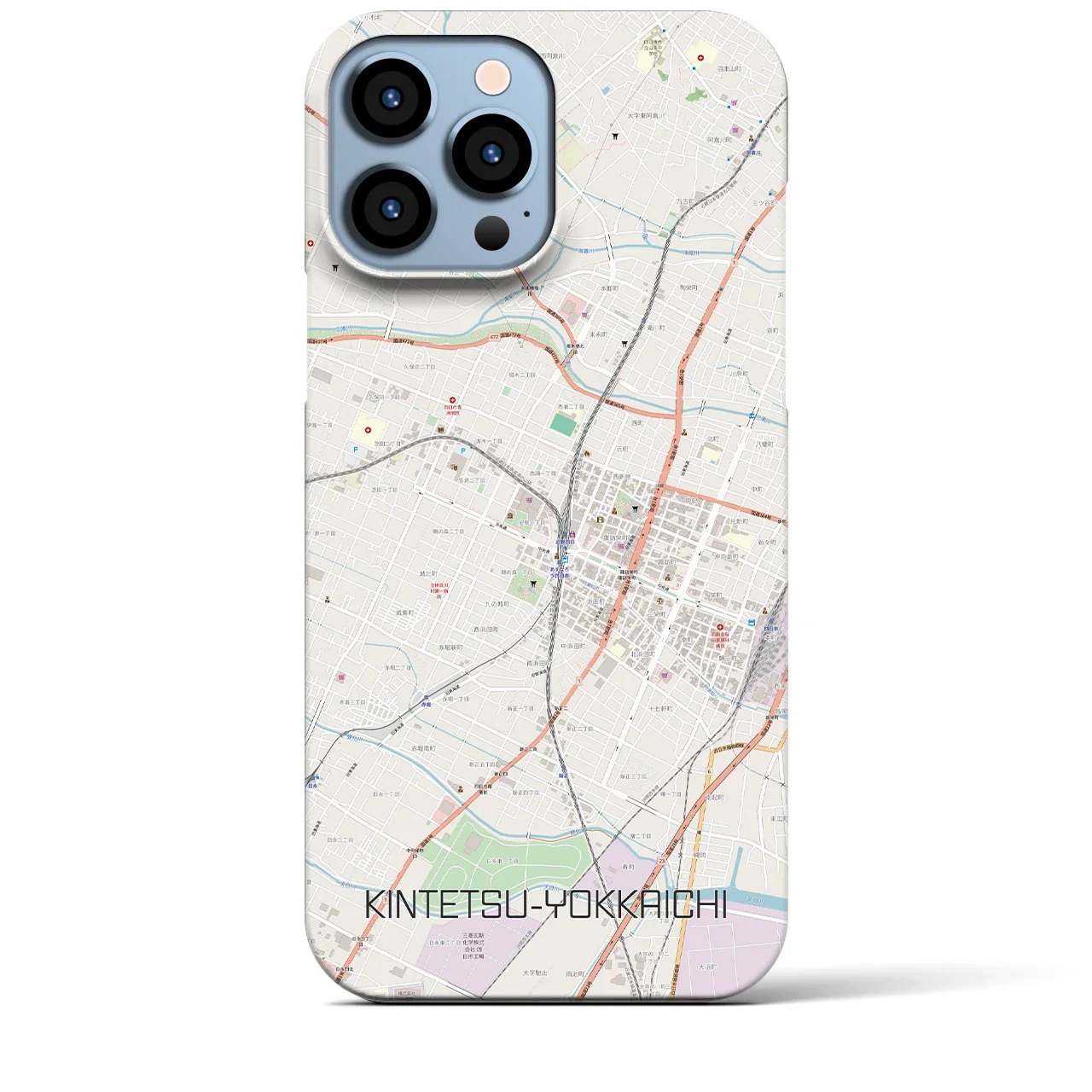 【近鉄四日市(三重県)】地図柄iPhoneケース(バックカバータイプ)