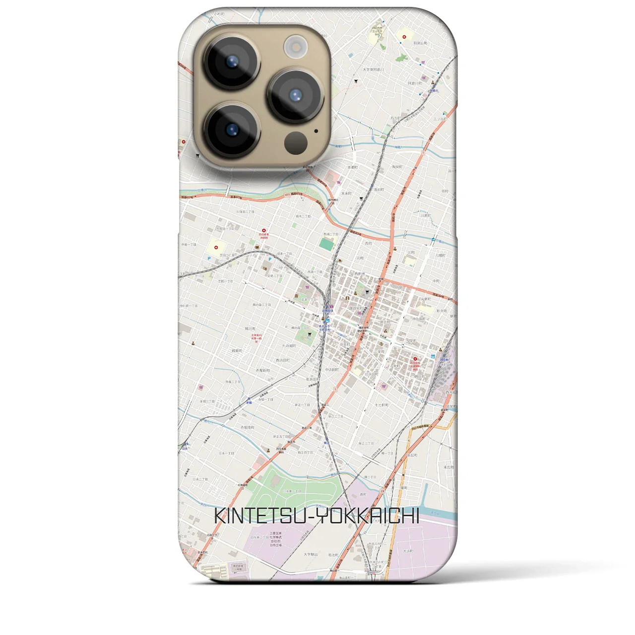 【近鉄四日市(三重県)】地図柄iPhoneケース(バックカバータイプ)