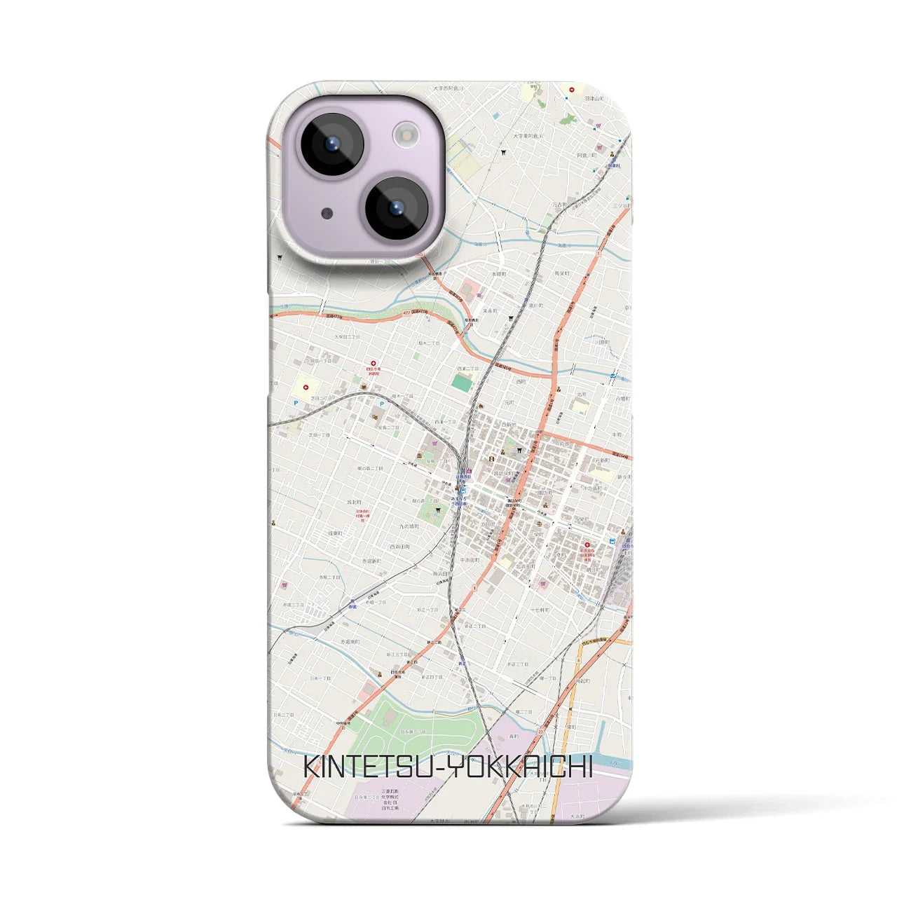 【近鉄四日市(三重県)】地図柄iPhoneケース(バックカバータイプ)