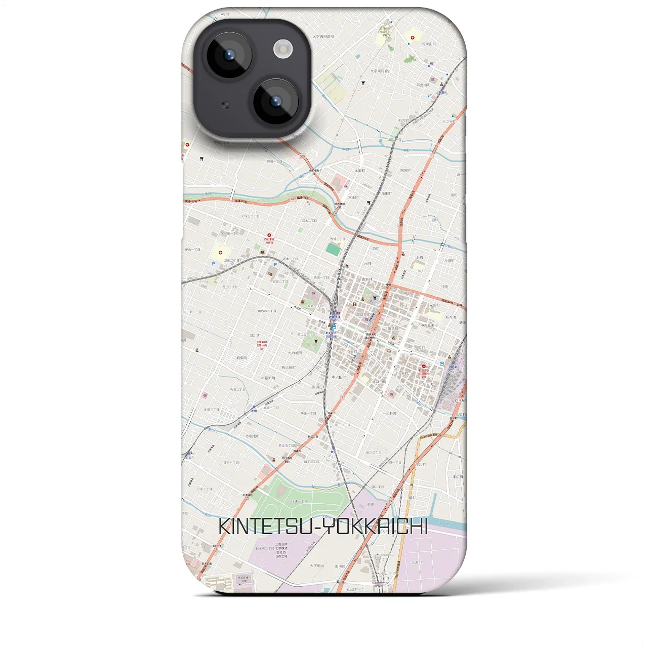 【近鉄四日市(三重県)】地図柄iPhoneケース(バックカバータイプ)
