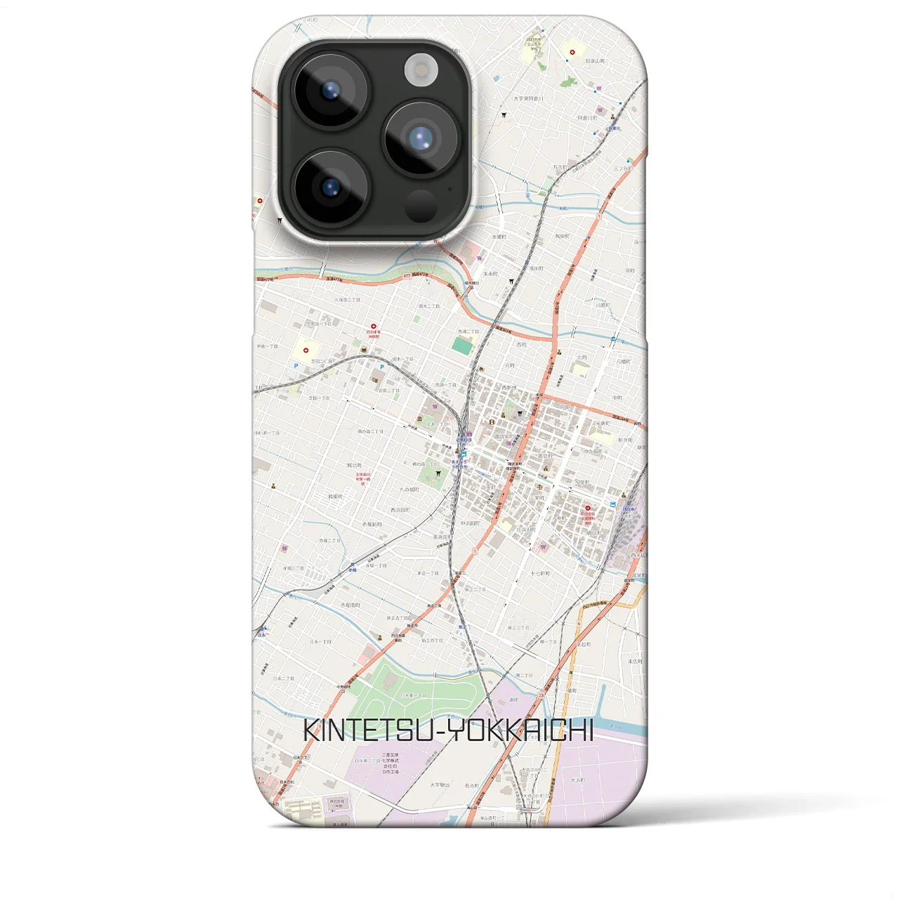 【近鉄四日市(三重県)】地図柄iPhoneケース(バックカバータイプ)