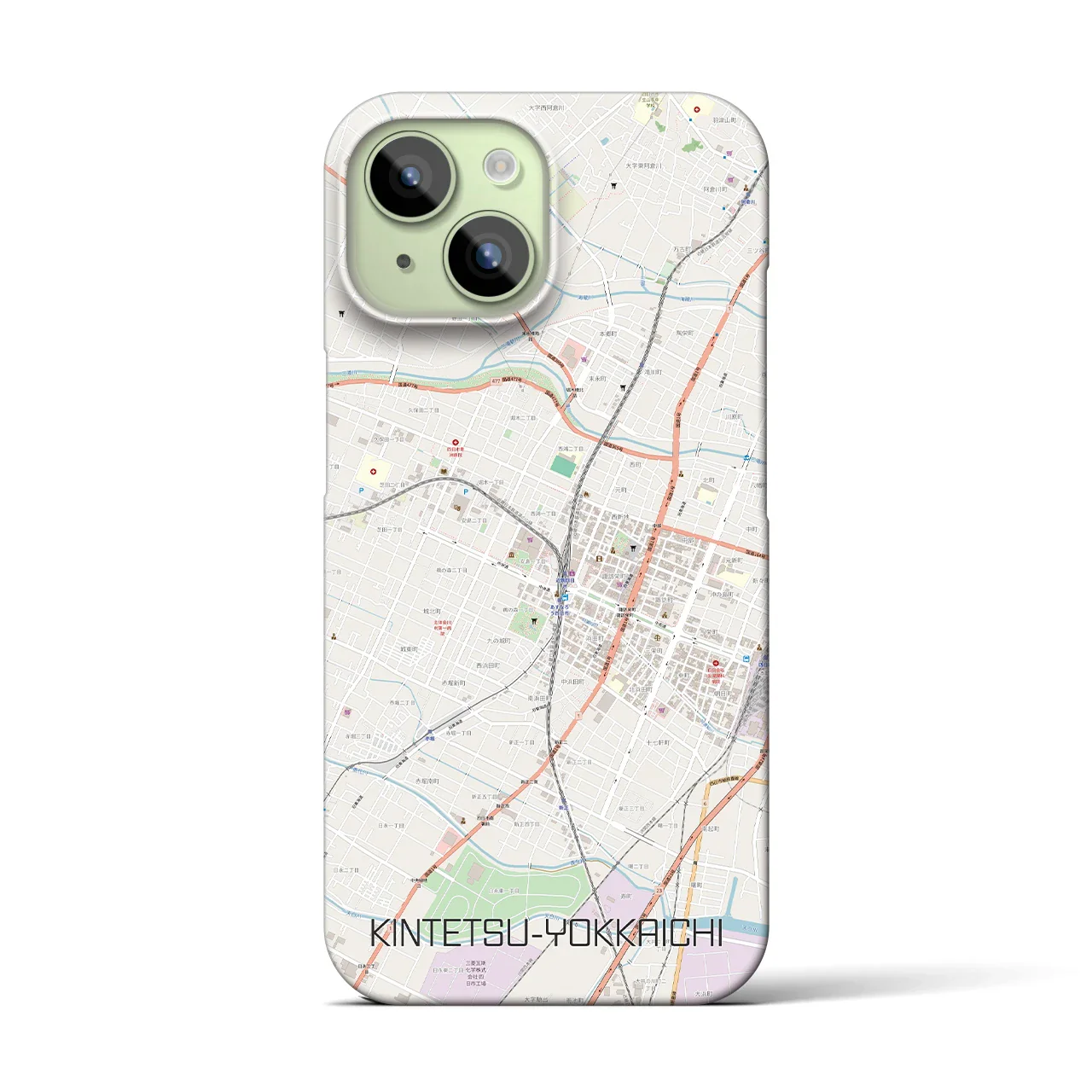 【近鉄四日市(三重県)】地図柄iPhoneケース(バックカバータイプ)