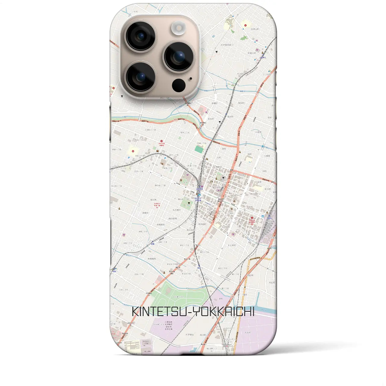 【近鉄四日市(三重県)】地図柄iPhoneケース(バックカバータイプ)