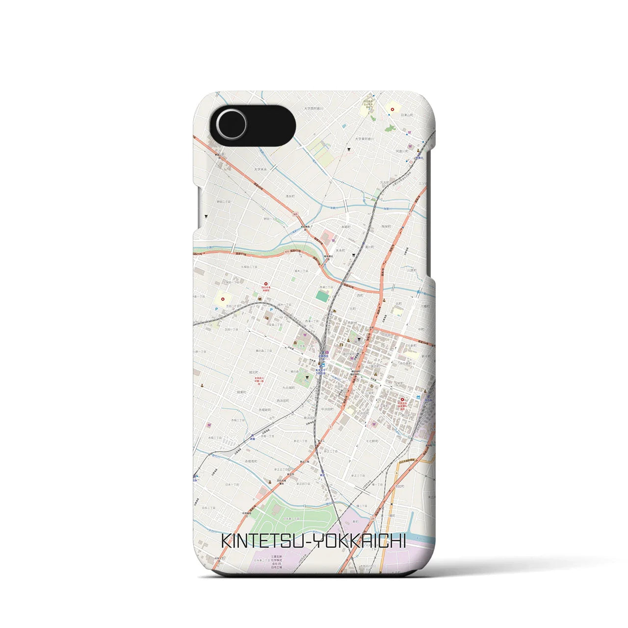 【近鉄四日市(三重県)】地図柄iPhoneケース(バックカバータイプ)