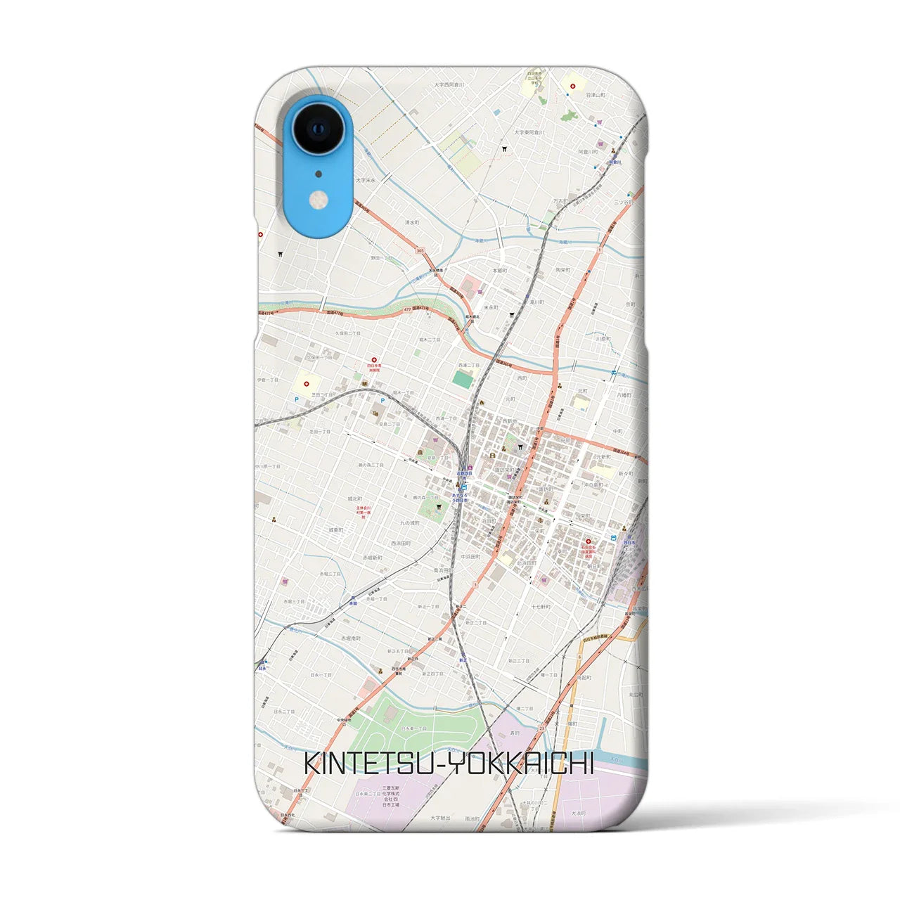 【近鉄四日市(三重県)】地図柄iPhoneケース(バックカバータイプ)